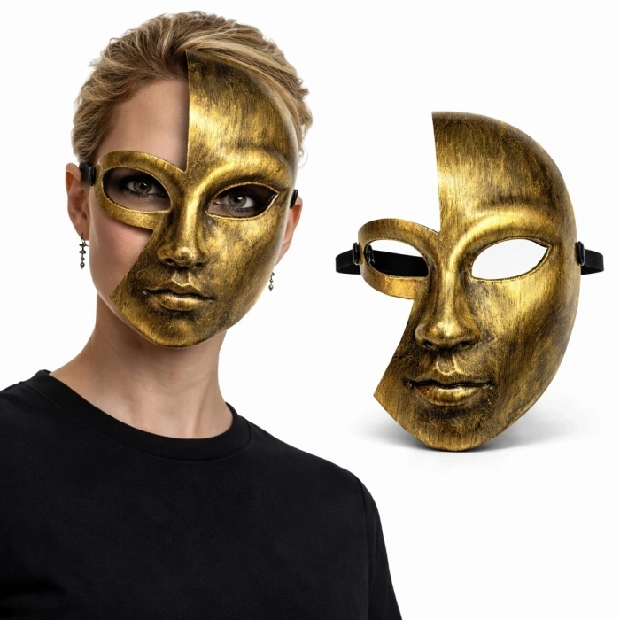 Antik Efektli Altın Yarım Yüz Parti Maskesi