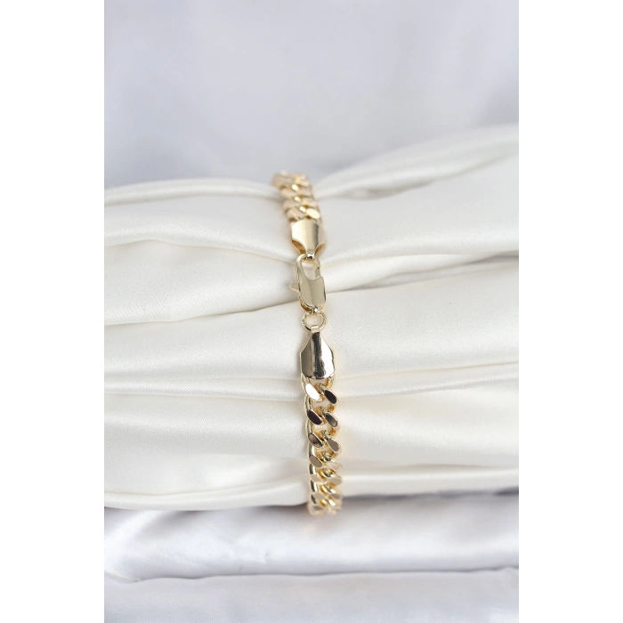 CM 14K Gold Renk Ezme Kalın Zincir Model Kadın Bileklik