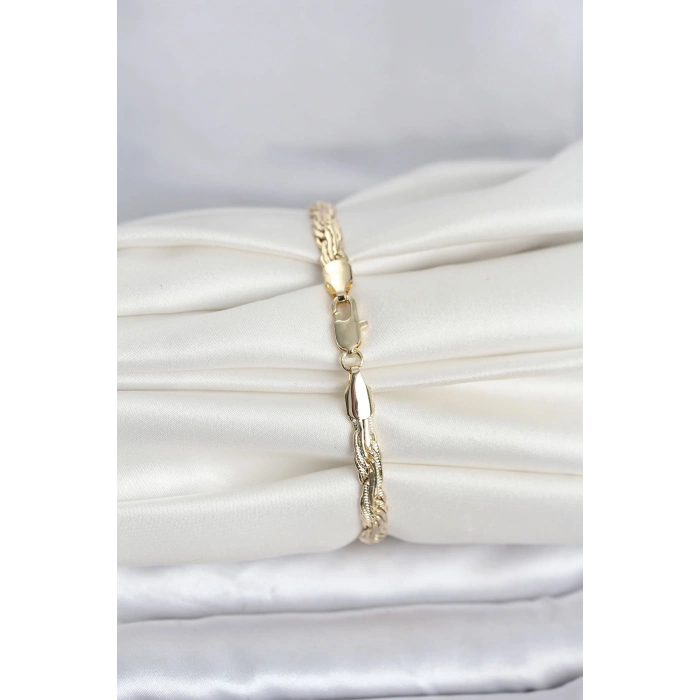 CM 14K Gold Renk Ezme Sarmal Zincir Model Kadın Bileklik