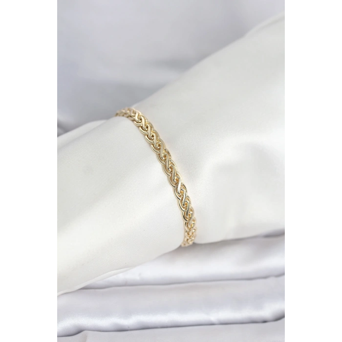 CM 14K Gold Renk Sarmal Zincir Model Kadın Bileklik