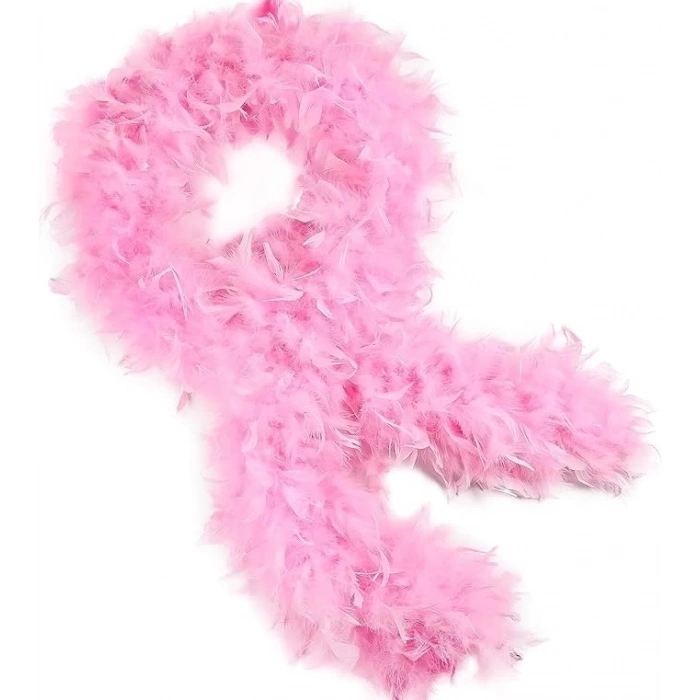 Pembe Renk Kabarık Kalın Otriş Boa Tüy 6 Cm Genişlik 180-200 Cm Uzunluk