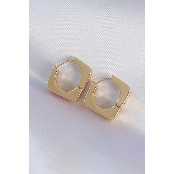 Pirinç Gold Renk Kare Küpe