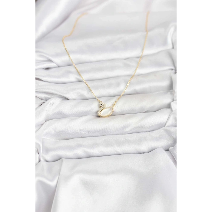 Pirinç Gold Renk Kuğu Model Kadın Kolye