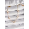 316L Çelik Gold Renk Beyaz Baby Boy Yonca Model Kadın Bileklik