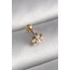 316L Çelik Gold Renk Zirkon Taşlı Çiçek Model Tragus Piercing