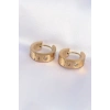 316L Çelik Gold Renk Zirkon Taşlı Minimal Model Halka Küpe