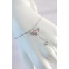 316L Çelik Gümüş Renk Pembe Zirkon Taşlı Kanatlı Kalp Model Şahmeran