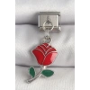 316L Çelik Gümüş Renk Sallantı Kırmızı Gül Model Nomination Charm