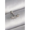 316L Çelik Gümüş Renk Zirkon Taşlı Çiçek Tragus Piercing