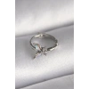 316L Çelik Gümüş Renk Zirkon Taşlı Kelebek Model Tragus Piercing