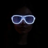 Beyaz Led Işıklı Parti Gözlüğü - Neon Glow Şerit Gözlük 3 Modlu