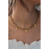 Çelik Gold Renk Kalın Zincir Model Kalp Figür Kadın Kolye