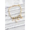 Pirinç Gold Renk Ay Charm Model Charmlı Kadın Bileklik