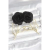 Pirinç Gold Renk Siyah Gül Model Kadın Küpe