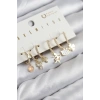 Pirinç Zirkon Taşlı Hello Kity Ve Yonca Model Gold Renk 6lı Küpe Set