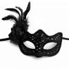 Siyah Tüylü Balo Maskesi Kadın Parti Aksesuarı