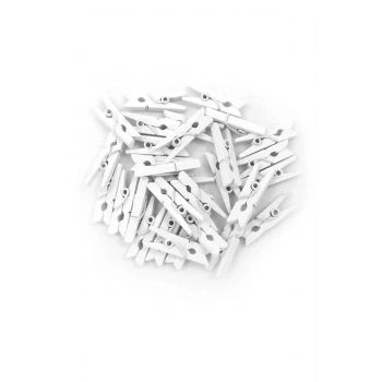 100lü Beyaz Ahşap Mandal 2.5cm (10lu Paket-1000 Adet)