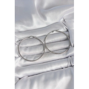 316 Çelik Gümüş Renk 53 mm Halka Model Kadın Küpe