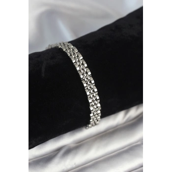 316L Çelik 7 mm Kalınlıkta Gümüş Renkli Erkek Bileklik