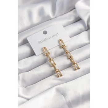 316L Çelik Altın Renk Sallantılı Model Küpe