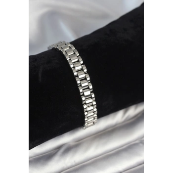 316L Çelik Gümüş Renk 9 mm Kalınlık Erkek Bileklik