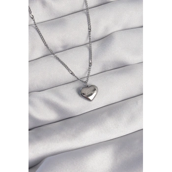 316L Çelik Gümüş Renk Kalp Model Love Kolye