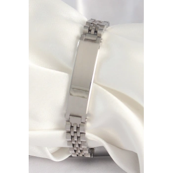 316L Çelik Gümüş Renk Zincir Künye Model Erkek Bileklik