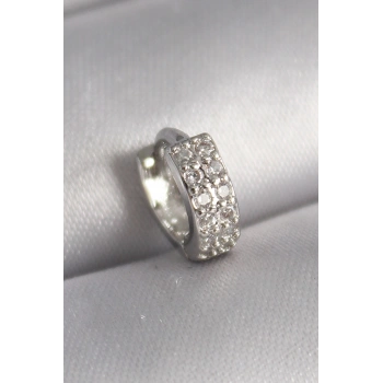 316L Çelik Gümüş Renk Zirkon Taşlı Tragus Piercing