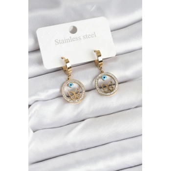 316L Çelik Halka Kelebek Kadın Küpe