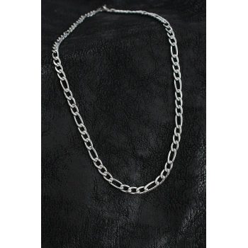 316L Çelik Kalın Figaro Zincir Model Gümüş Renk Erkek Kolye