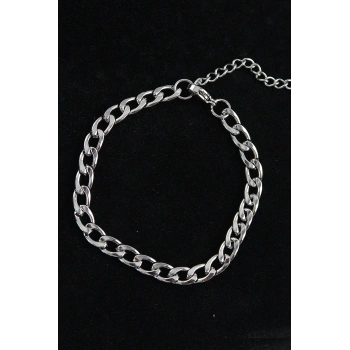 316L Çelik Kalın Klasik Model Gümüş Renk Erkek Bileklik