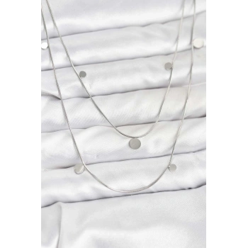 316L Çelik Zincir Gümüş Renk Pullu Kadın Kolye