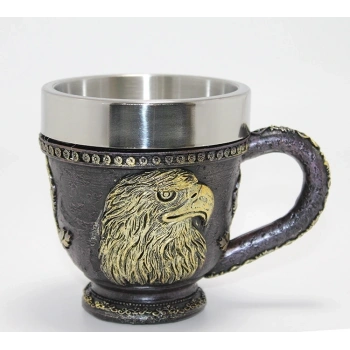 3d Kabartmalı Kartal Büstü Paslanmaz Çelik Kupa Bardak Alk4480