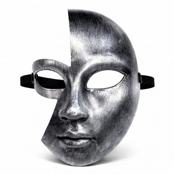 Antik Efektli Gümüş Yarım Yüz Parti Maskesi
