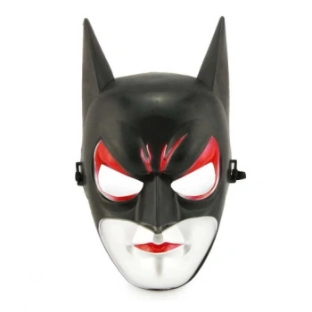Kırmızı Gözlü Siyah Batman Maske - Lastikli Batgirl Maskesi 28x17 Cm