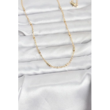 CM 14K Gold Renk Bar Zincir Model 60 cm Kadın Kolye