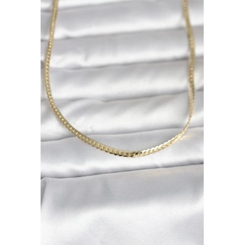 CM 14K Gold Renk Yassı Zincir Model 45 cm Kadın Kolye
