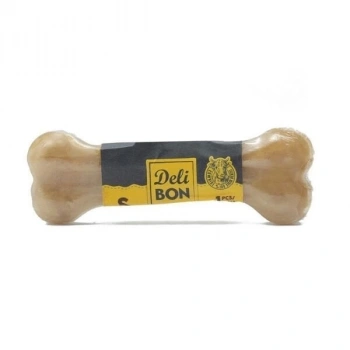 Delibon Deri Pres Vakumlu Kemik Köpek Ödülü Naturel 12 Cm 1 Adet