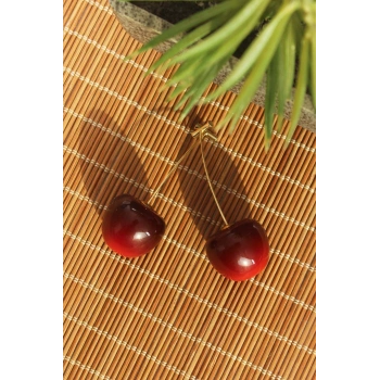 Gold Renk Kiraz Model Kadın Küpe