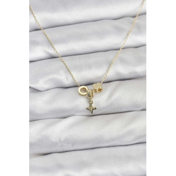 Gold Renk Pirinç Minimal Charmlı Kadın Kolye