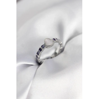 Gümüş Renk Mineli Su Kabağı Model Kadın Yüzük