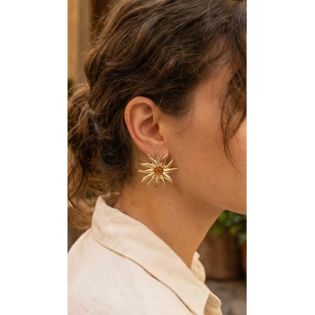 Güneş Model Gold Renk Pirinç Kadın Küpe