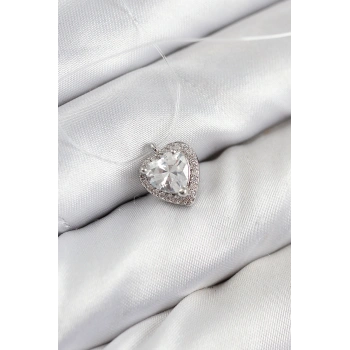 Misineli Kalp Model Gümüş Renk Hayalet Kolye