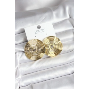 Pirinç Gold Renk Circle Model Kadın Küpe