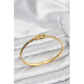 Pirinç Gold Renk Düğüm Model Kadın Kelepçe Bileklik
