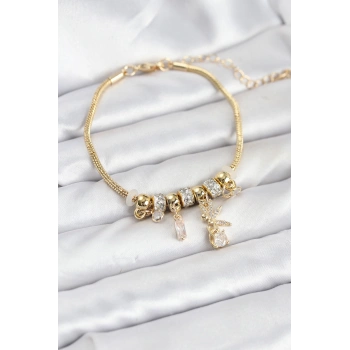 Pirinç Gold Renk Tinkerbell Charmlı Kadın Bileklik