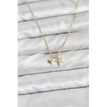 Pirinç Gold Renk Yıldız Minimal Kadın Kolye