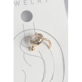 Pirinç Gold Renk Zirkon Taşlı Kadın Kıkırdak Küpe