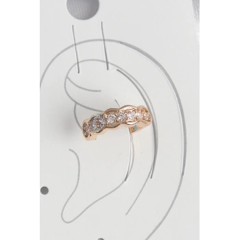 Pirinç Gold Renk Zirkon Taşlı Kadın Kıkırdak Küpe