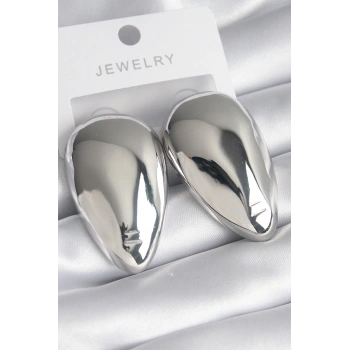 Pirinç Gümüş Renk Badem Model Kadın Küpe